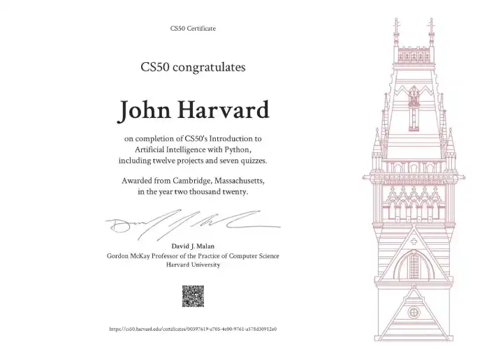 مدرک CS50 دانشگاه هاروارد آمریکا